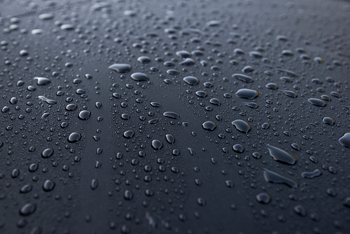 Water drops on a waterproof surface